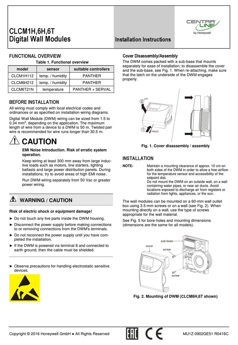 Honeywell CENTRALINE CLCM1H112 installation instructions