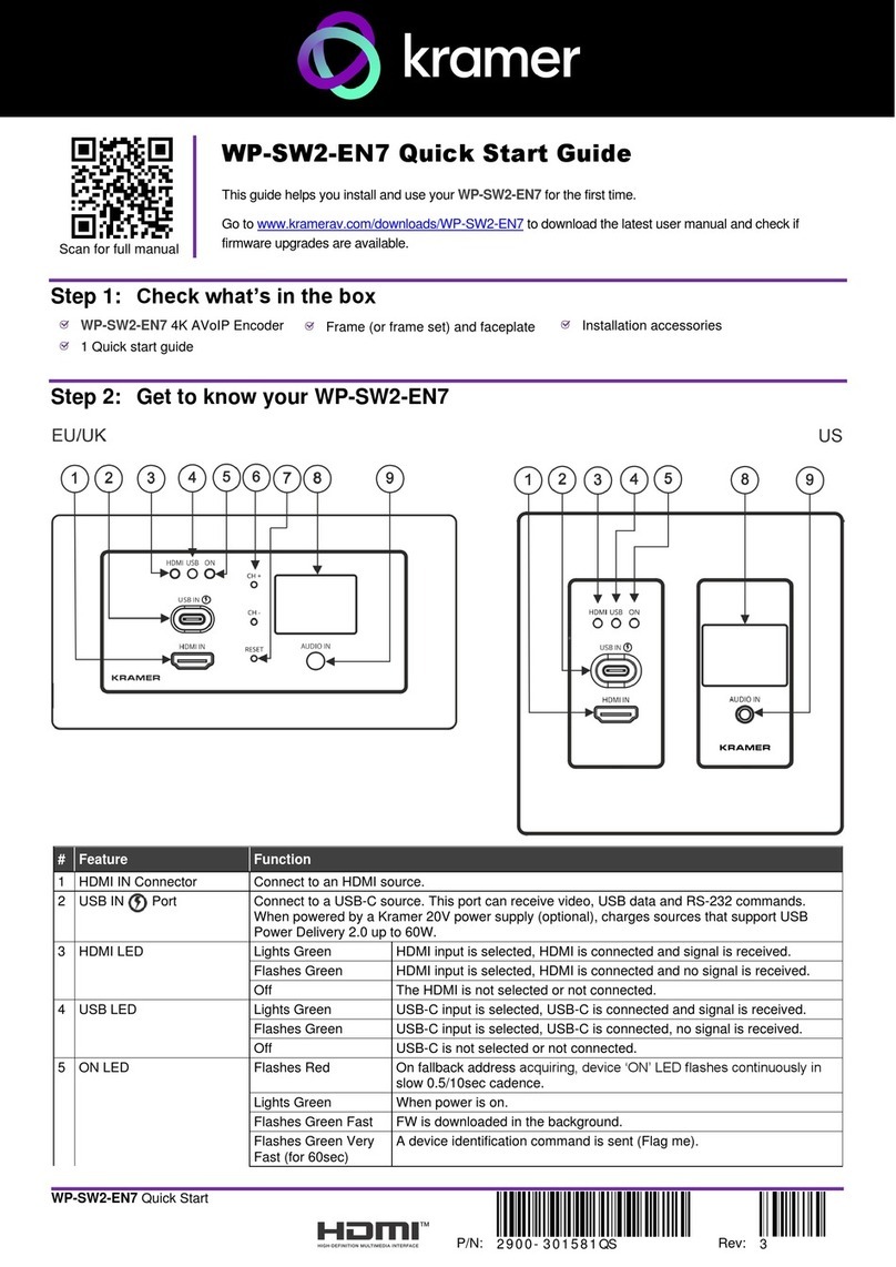 Kramer WP-SW2-EN7 quick start guide