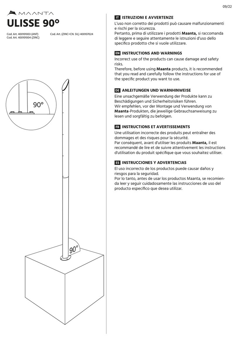 Maanta ULISSE 90 Instructions and warnings