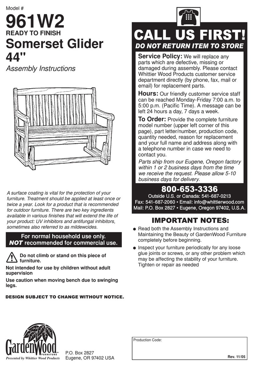Garden Wood Furniture Somerset 961W2 Assembly instructions