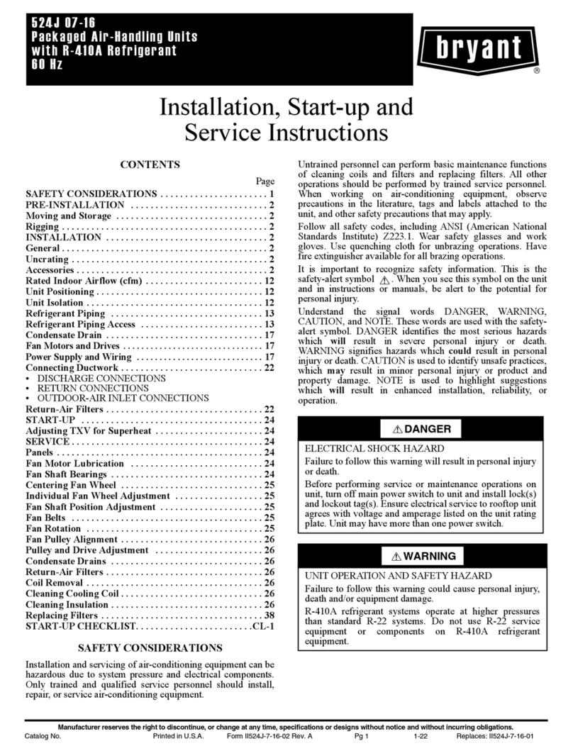 Bryant 524J 07 Dimensions and installation guide