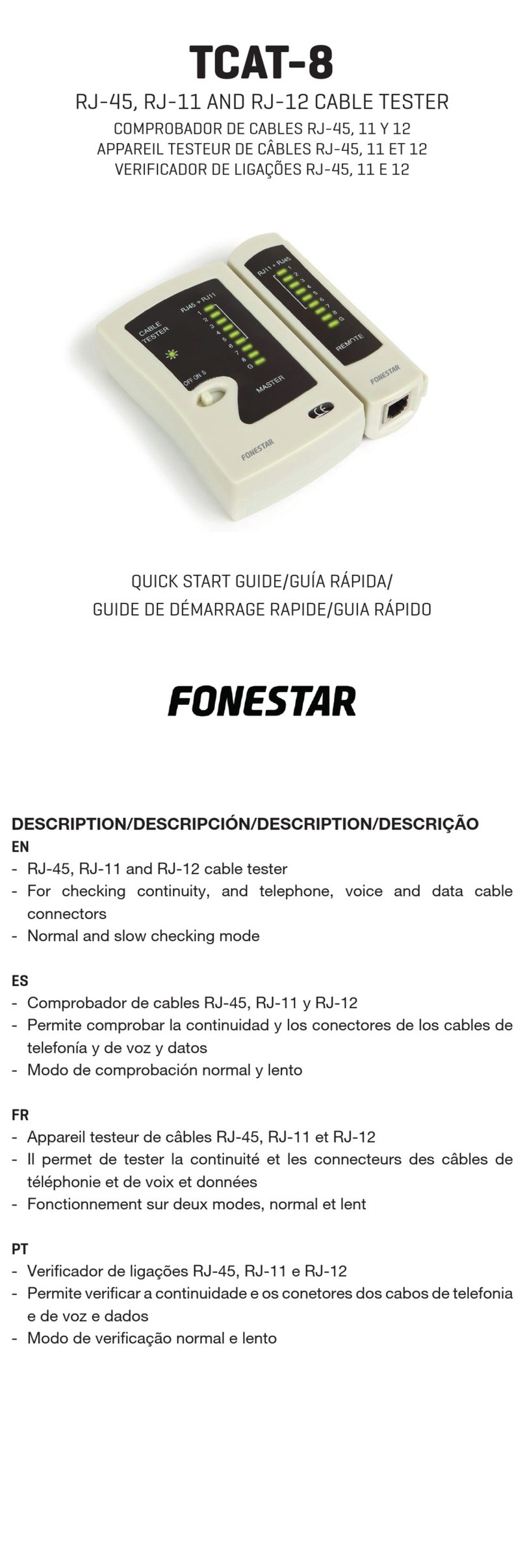 FONESTAR TCAT-8 quick start guide