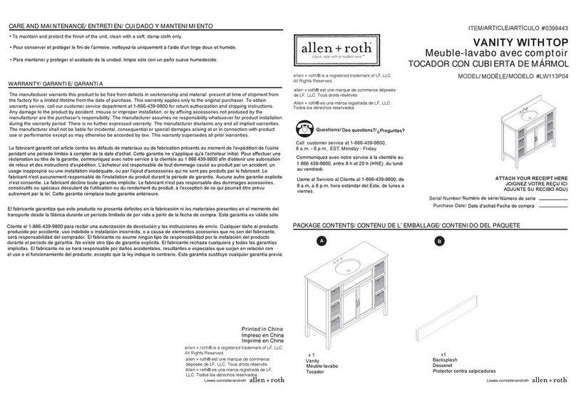 Allen + Roth LW113P04 User manual