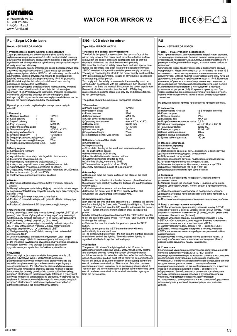 Furnika NEW MIRROR WATCH User manual