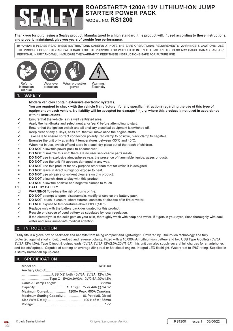 Sealey ROADSTART RS1200 User manual Sealey ROADSTART RS1200 User manual
