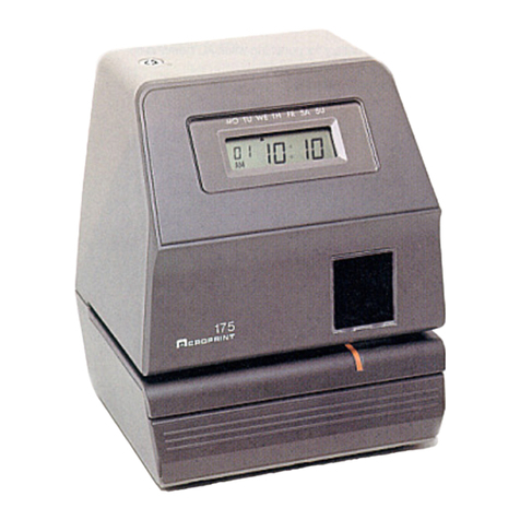 BC Time Recorders Acroprint 175 Installation, operating and programming instructions