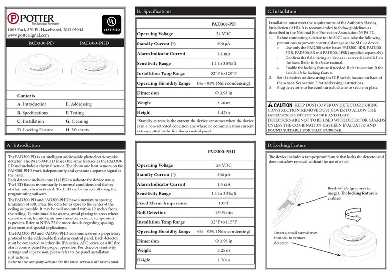 Potter PAD300-PD quick start guide