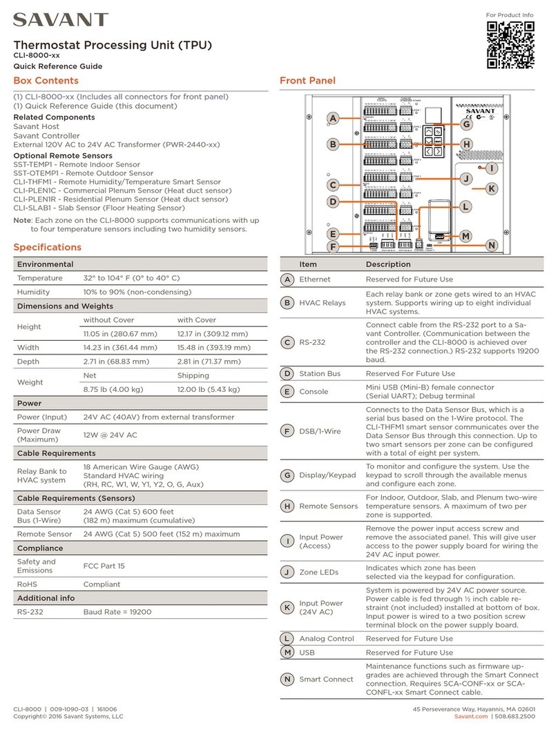Savant CLI-8000 Series User manual Savant CLI-8000 Series User manual