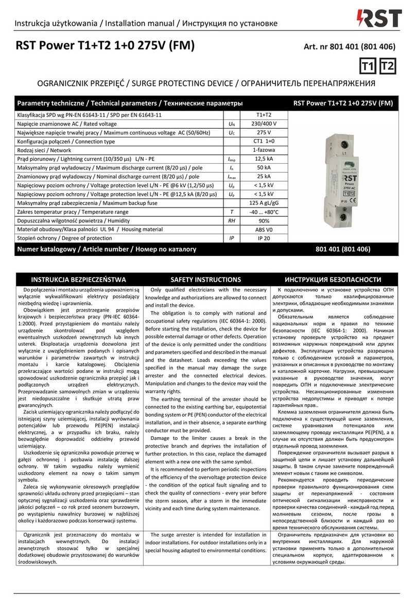 RST Power T1+T2 1+0 275V (FM) installation manual