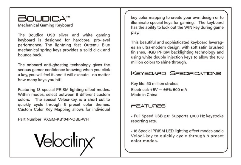 Velocilinx Boudica VXGM-KB104P-OBL-WH manual