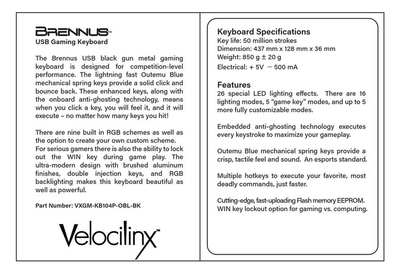 Velocilinx Brennus VXGM-KB104P-OBL-BK manual