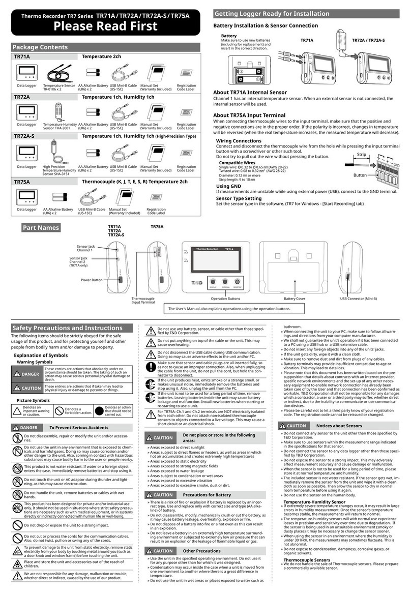T&D TR7 Series quick start guide