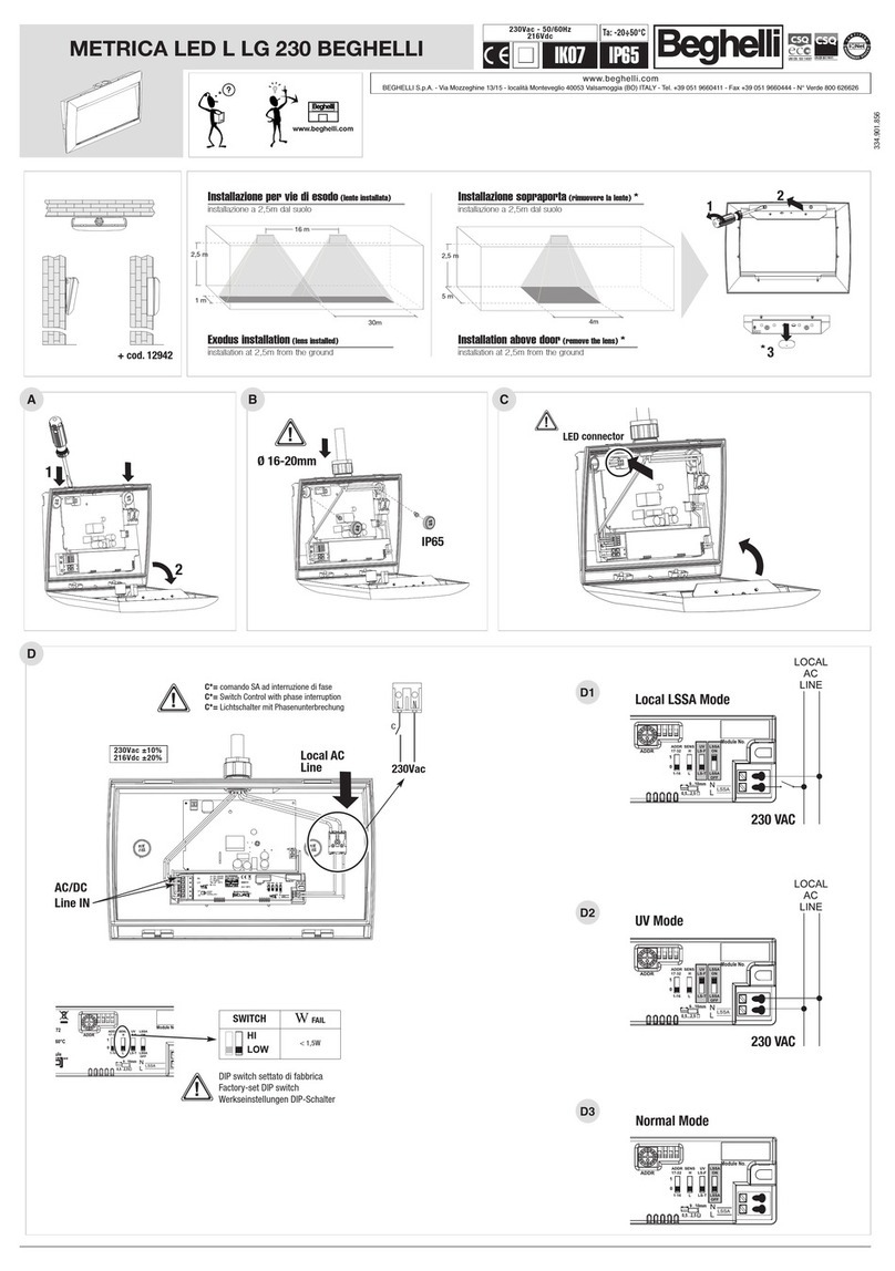Beghelli METRica LED L LG 230 User manual