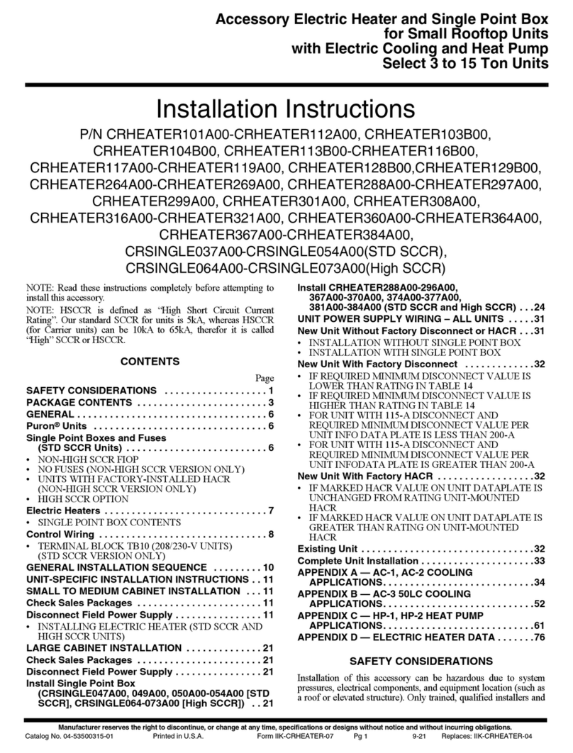 Carrier CRHEATER101A00 User manual