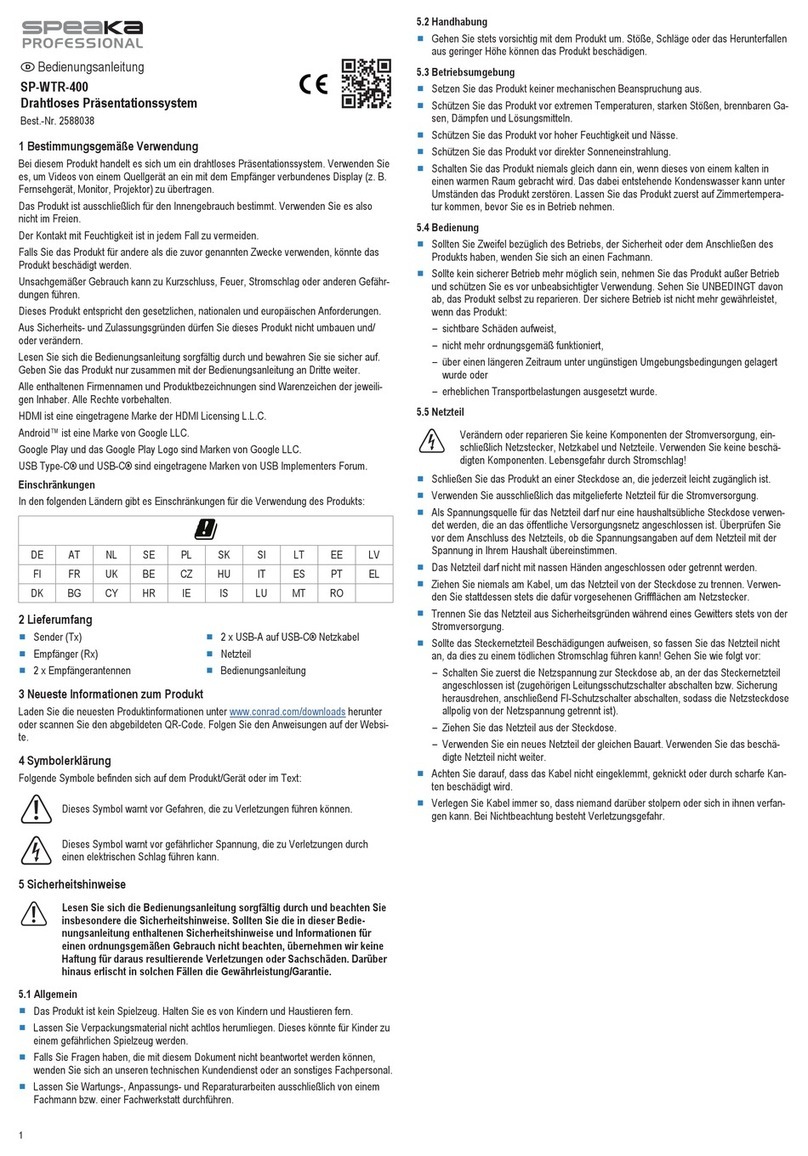 Speaka Professional SP-WTR-400 operating instructions