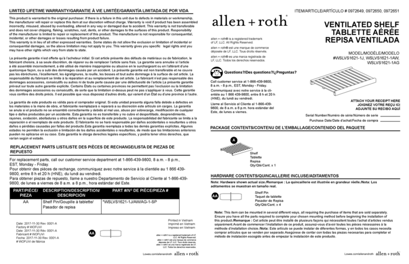 Allen + Roth WSLVS1621-1J quick start guide