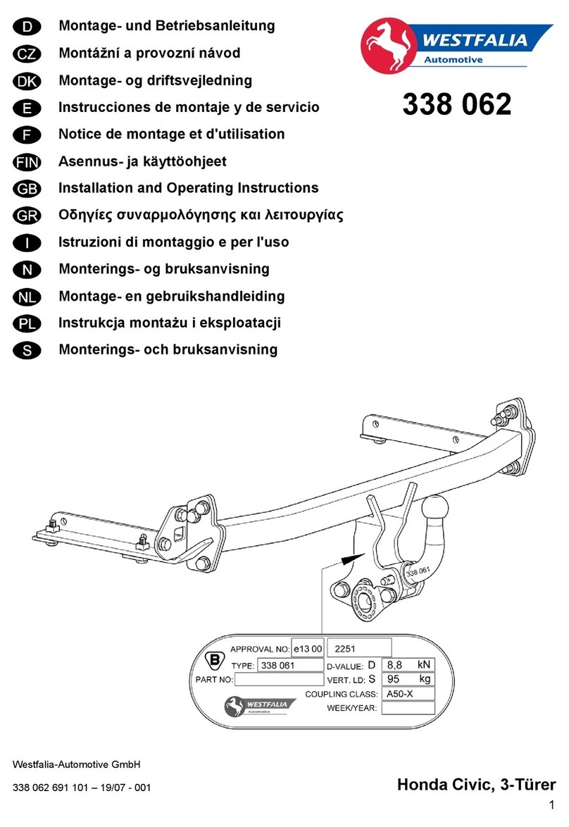 Westfalia Automotive 338 062 Installation and operating instructions