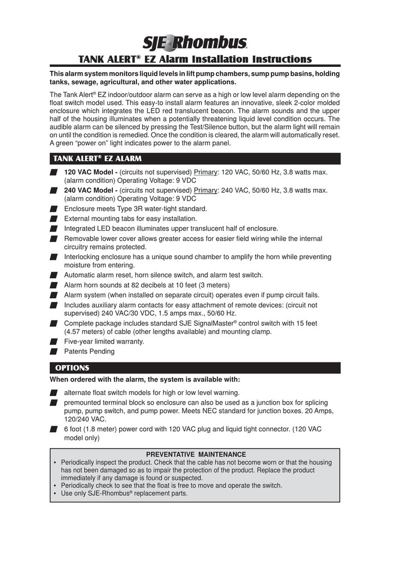 SJE Rhombus TANK ALERT EZ 120 VAC installation instructions