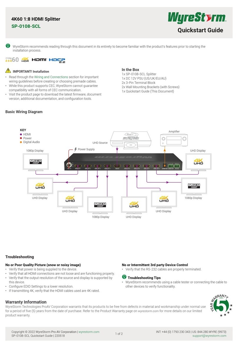 Wyrestorm SP-0108-SCL quick start guide Wyrestorm SP-0108-SCL quick start guide