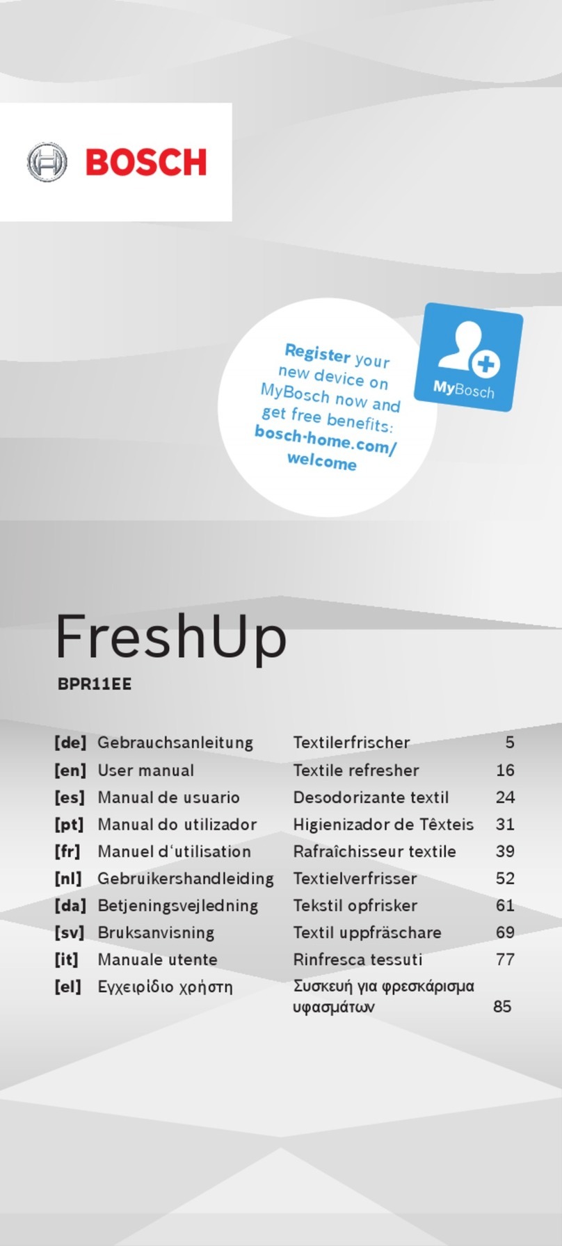 Bosch FreshUp BPR11EE user manual