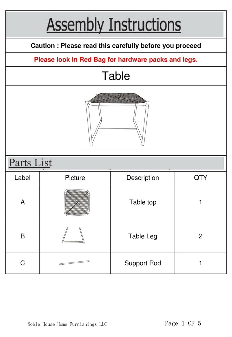 Noble House Home Furnishings Table Assembly instructions Noble House Home Furnishings Table Assembly instructions
