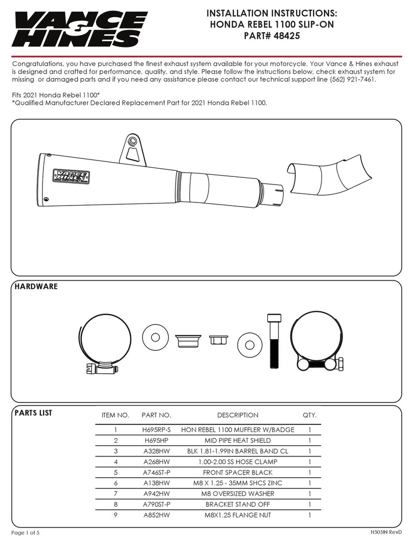 Vance and hines 48425 installation instructions