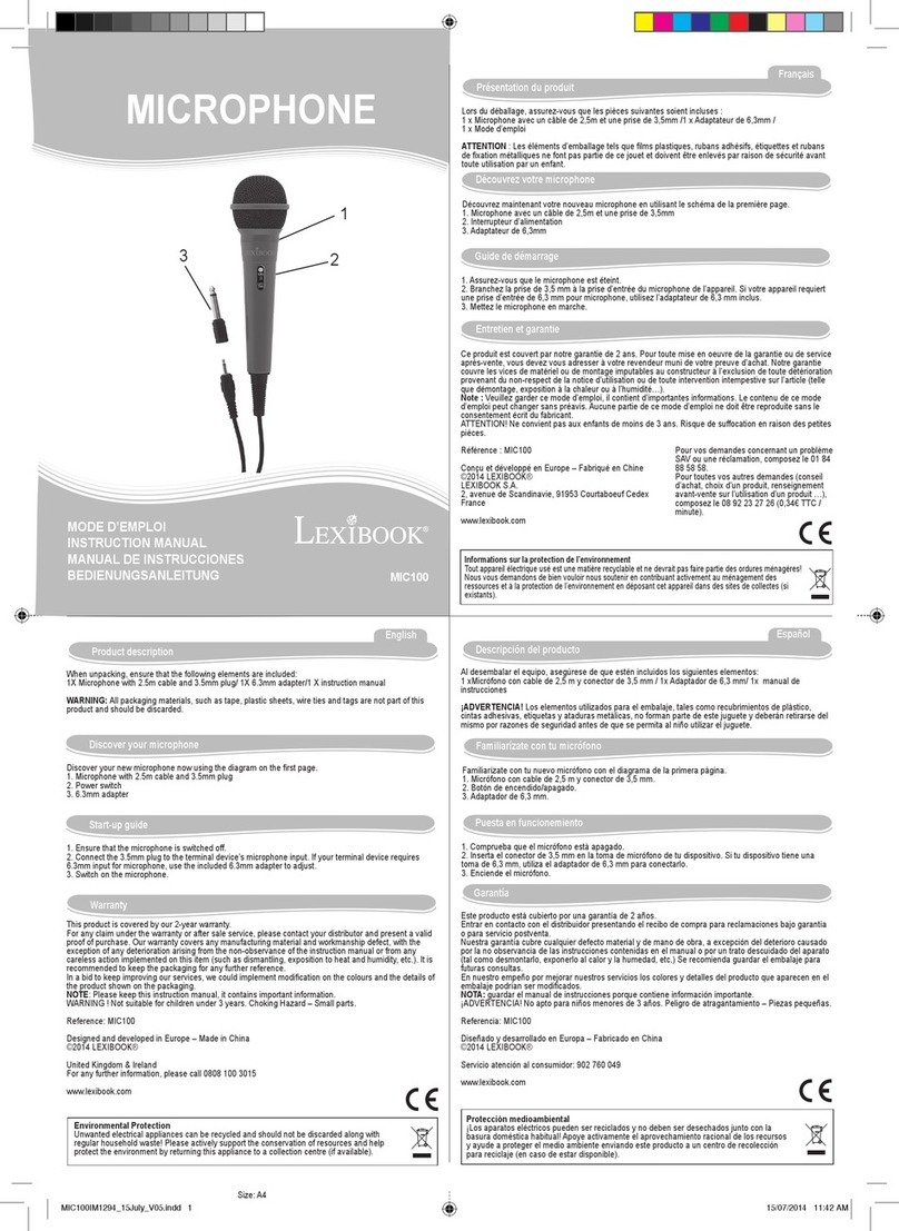 LEXIBOOK MIC100 instruction manual