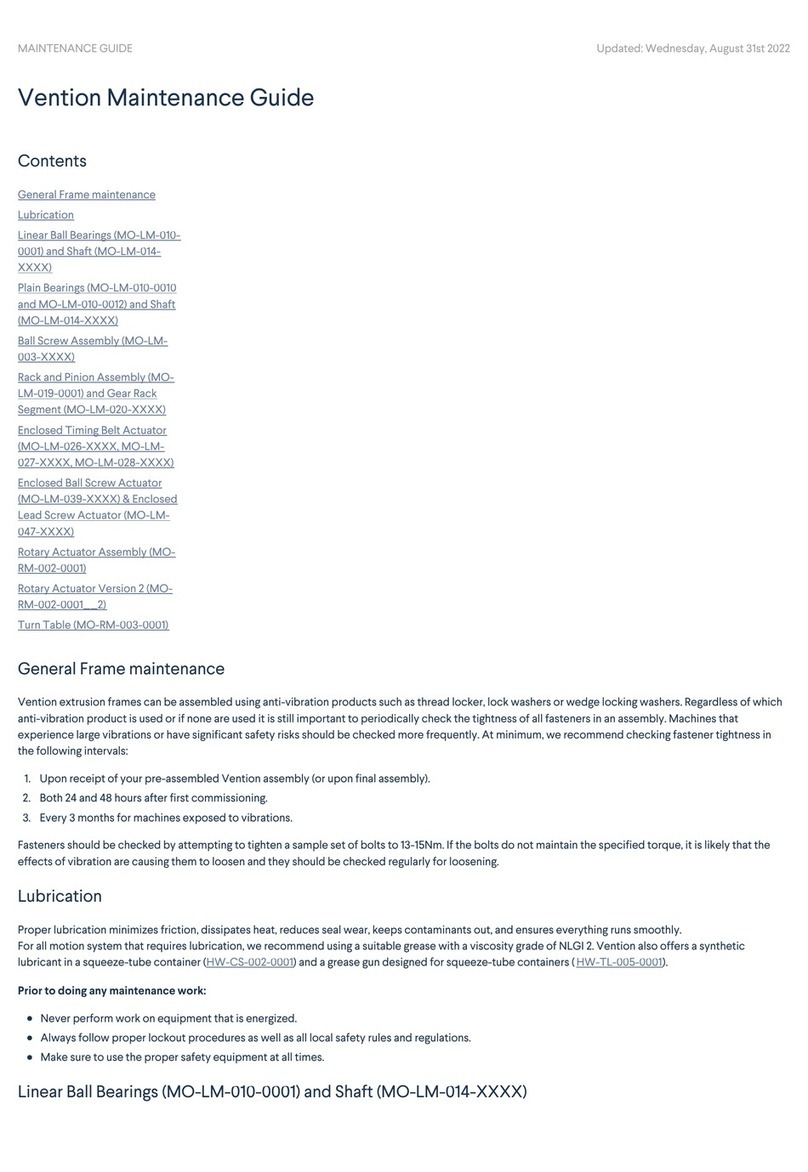 Vention MO-LM-010-0001 Maintenance Guide