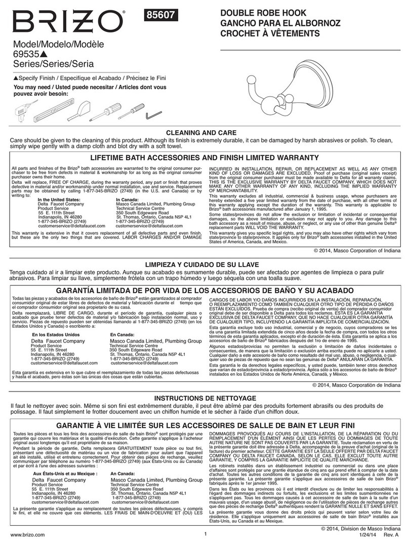Brizo 69535 Series quick start guide
