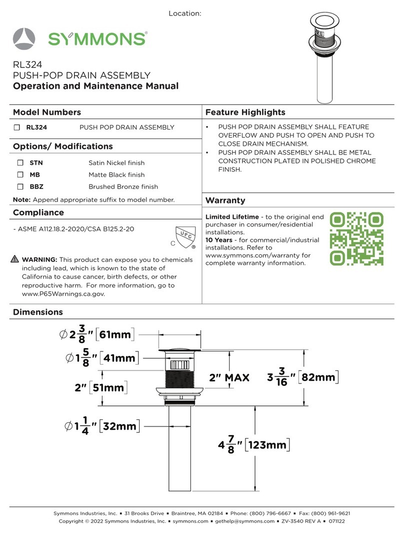 Symmons RL324 Operation and maintenance manual