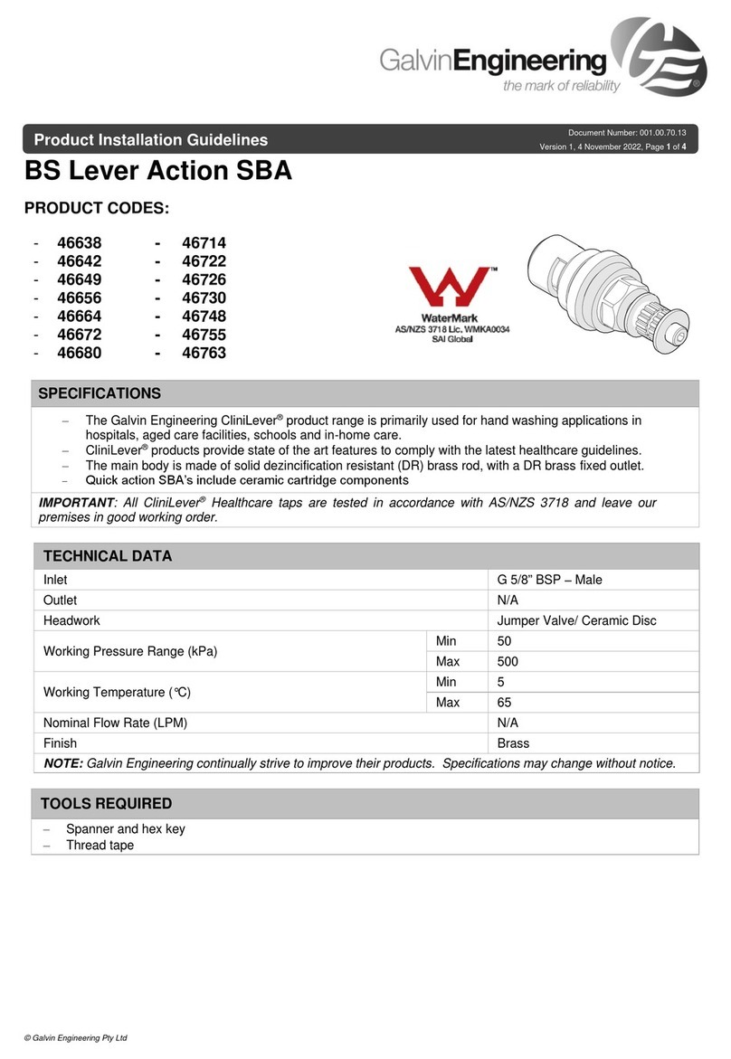 Galvin Engineering WaterMark 46638 Installation guidelines