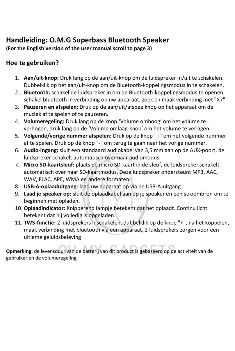 O.M.G. Superbass Bluetooth Speaker user manual