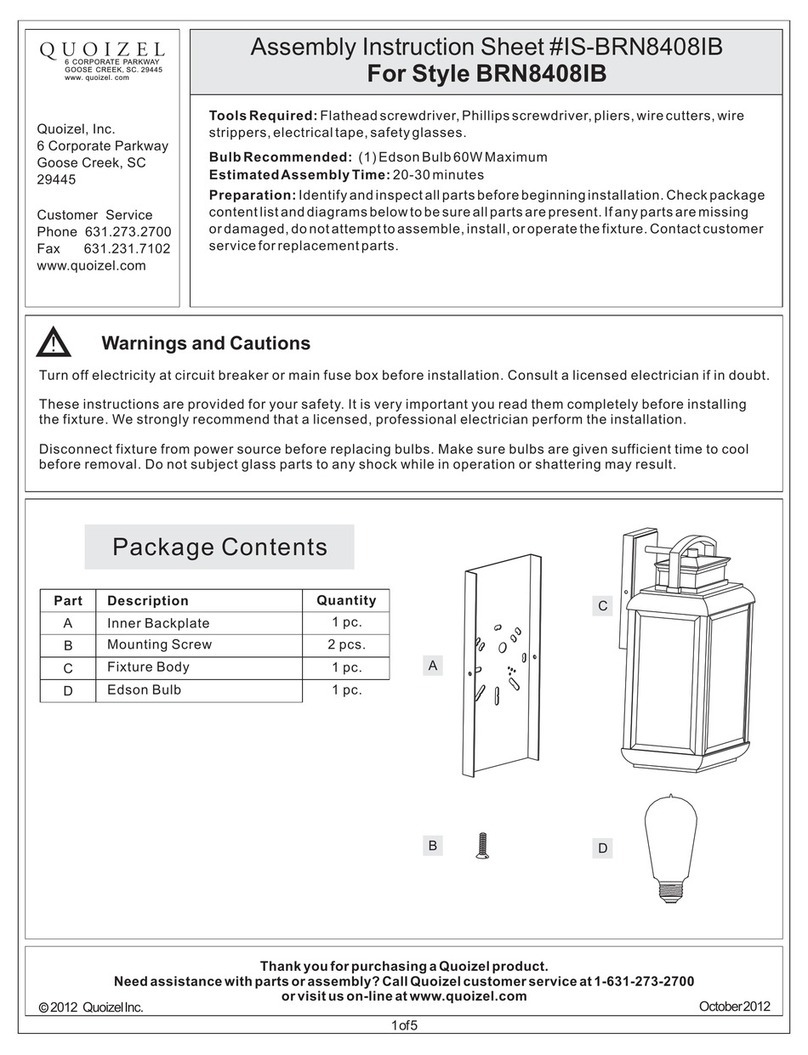 Quoizel BRN8408IB Assembly instruction Quoizel BRN8408IB Assembly instruction