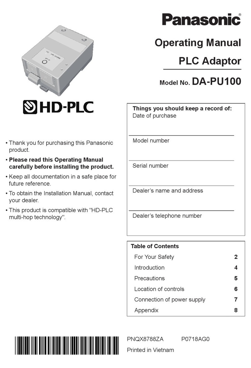 Panasonic HD-PLC DA-PU100 User manual