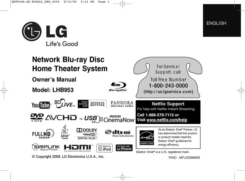 LG LHB953 -  Home Theater System User manual