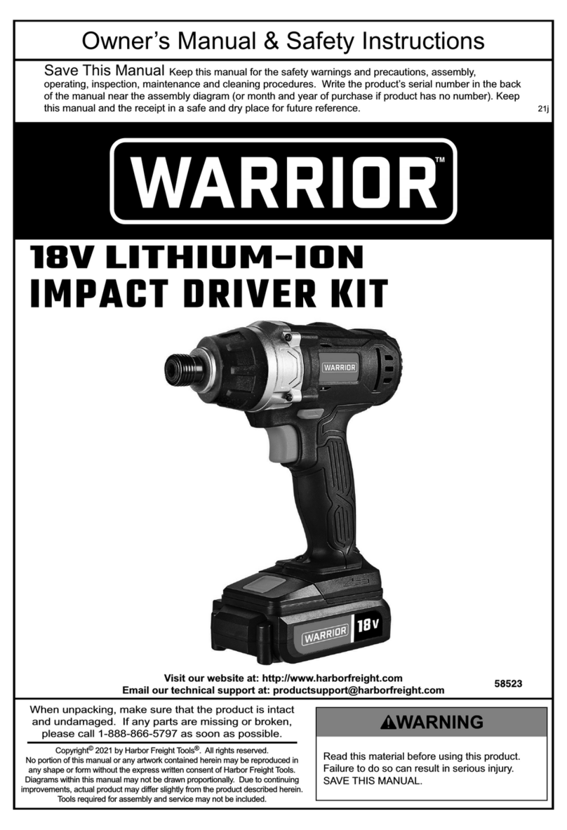 WARRIOR 58523 Owner's manual & safety instructions