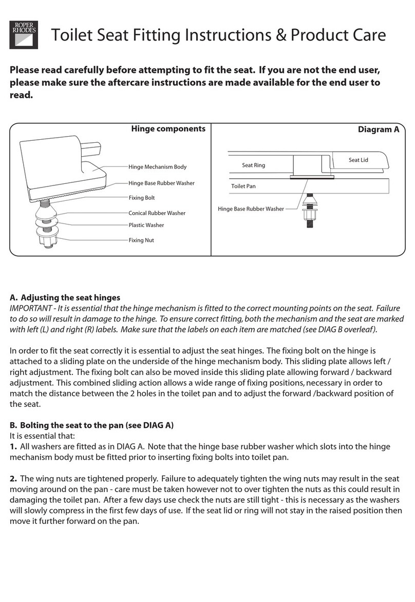 Roper Rhodes 8401WSC Fitting Instructions & Product Care