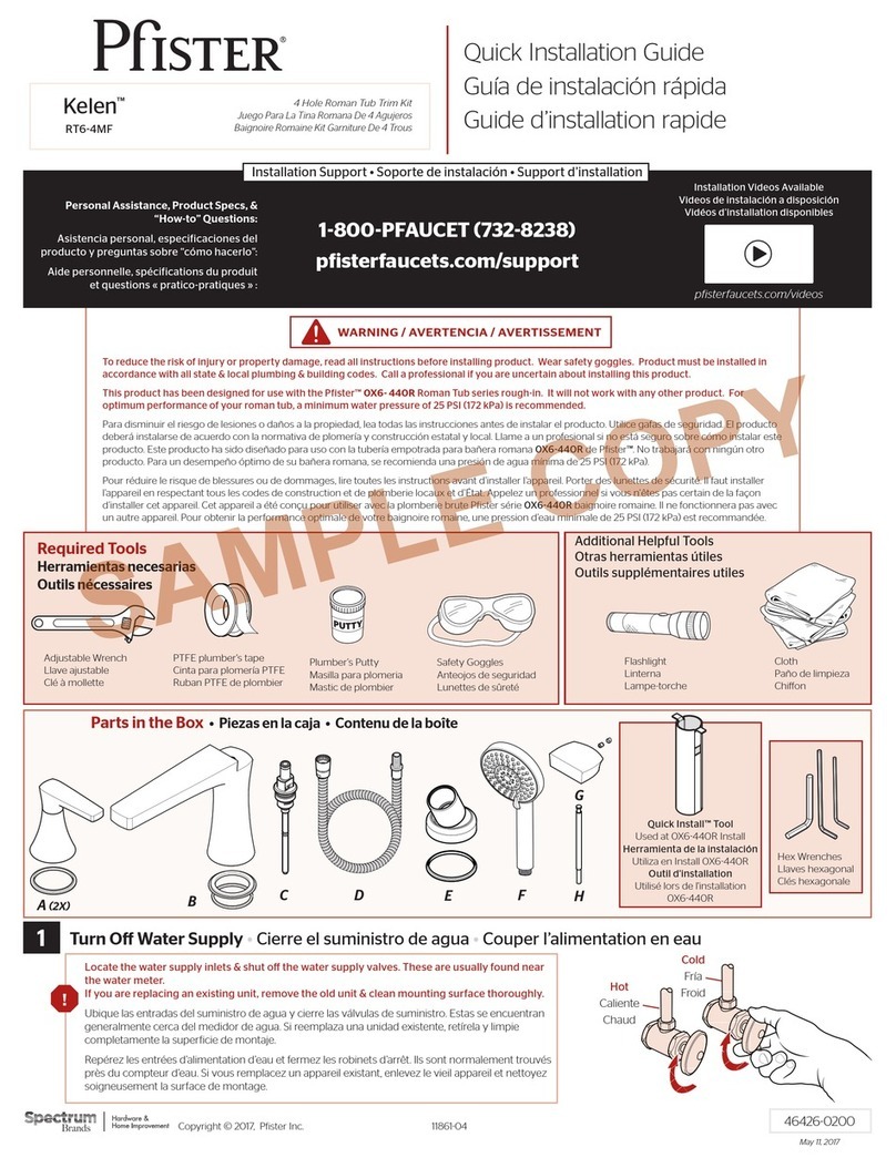Spectrum Brands Pfister Kelen RT6-4MFC Quick installation guide