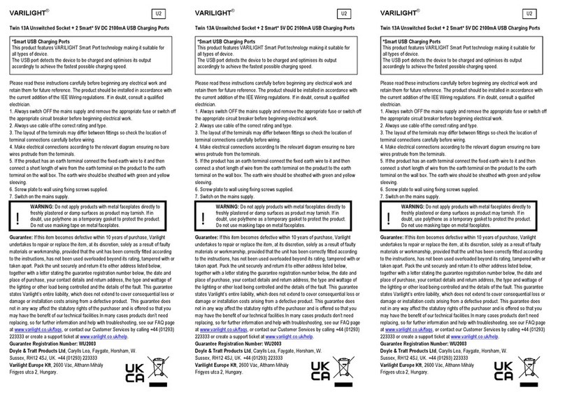 Varilight Twin 13A quick start guide