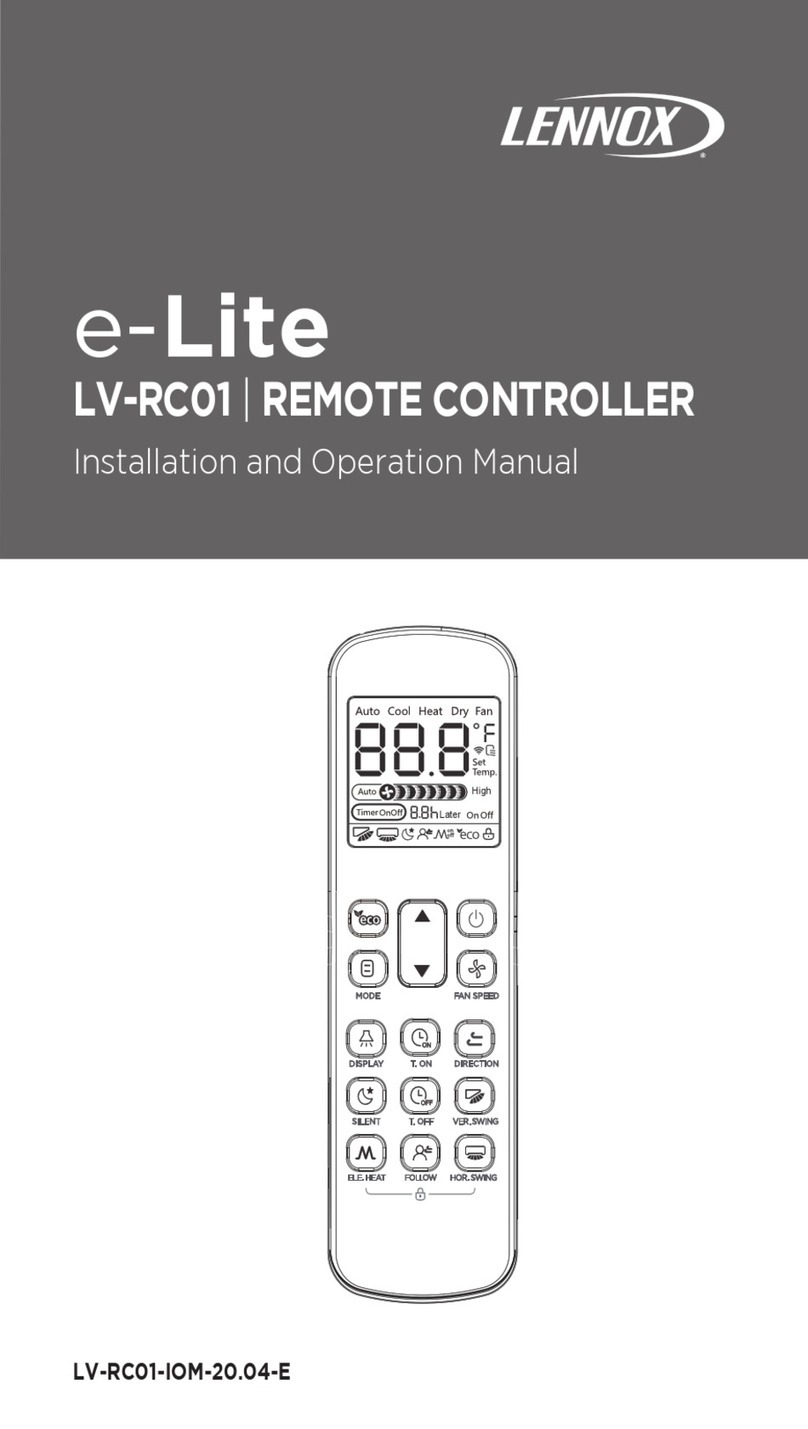 Lennox e-Lite LV-RC01 User manual Lennox e-Lite LV-RC01 User manual