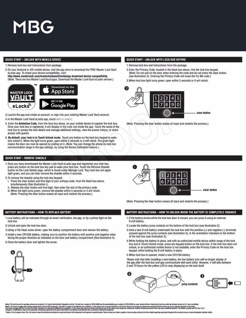 MBG SWEDEN MASTER LOCK VAULT User manual