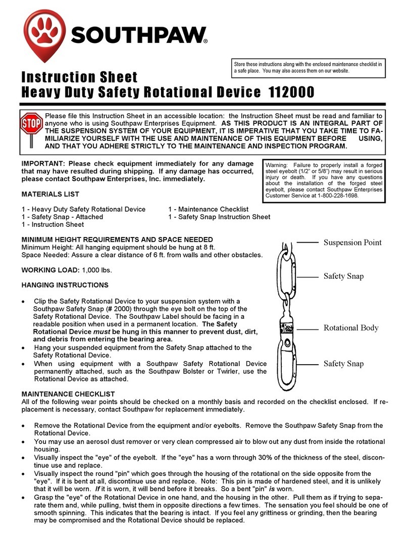 SOUTHPAW 112000 instruction sheet