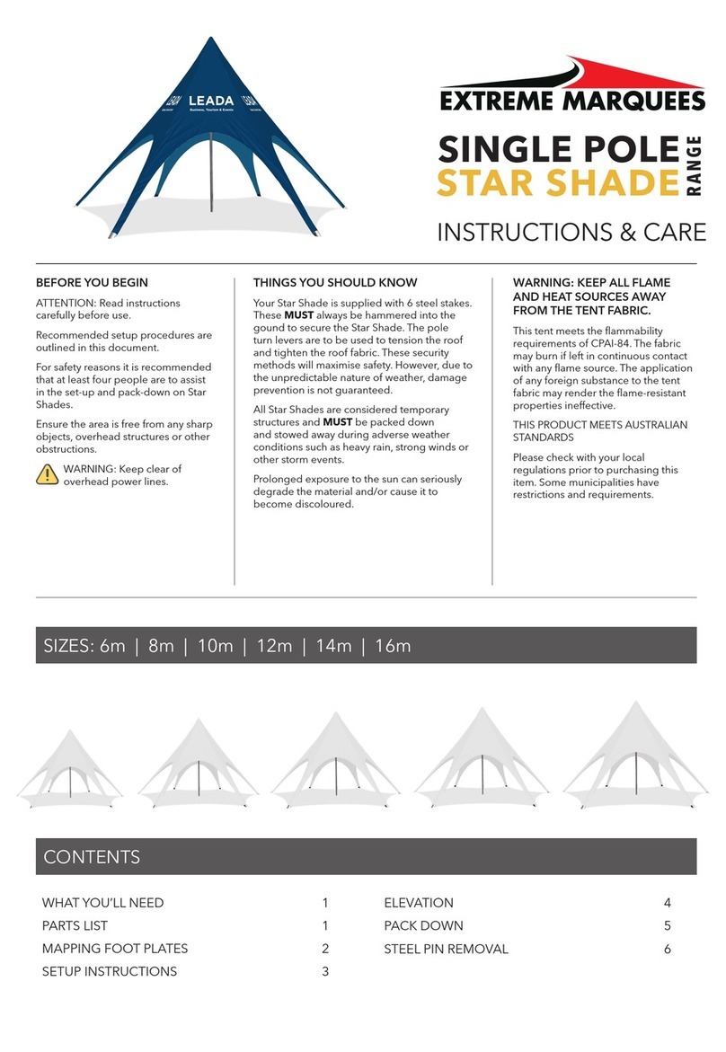 Extreme marquees SINGLE POLE STAR SHADE Instructions & Care