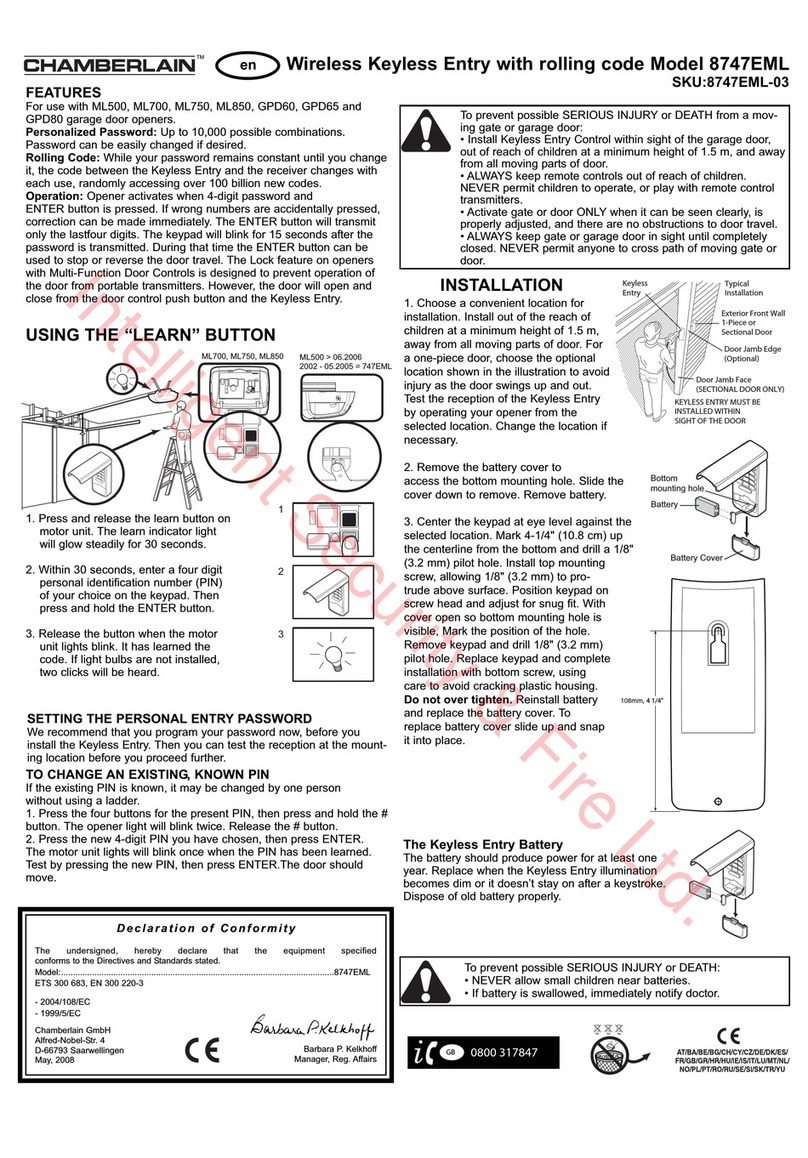 Chamberlain 8747EML quick start guide