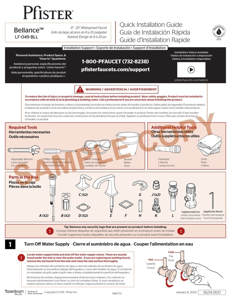Spectrum Brands Pfister Bellance LF-049-BLL Quick installation guide