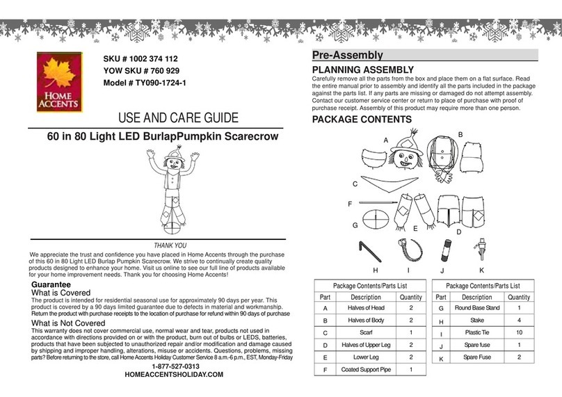 Home Accents TY090-1724-1 Use and care guide