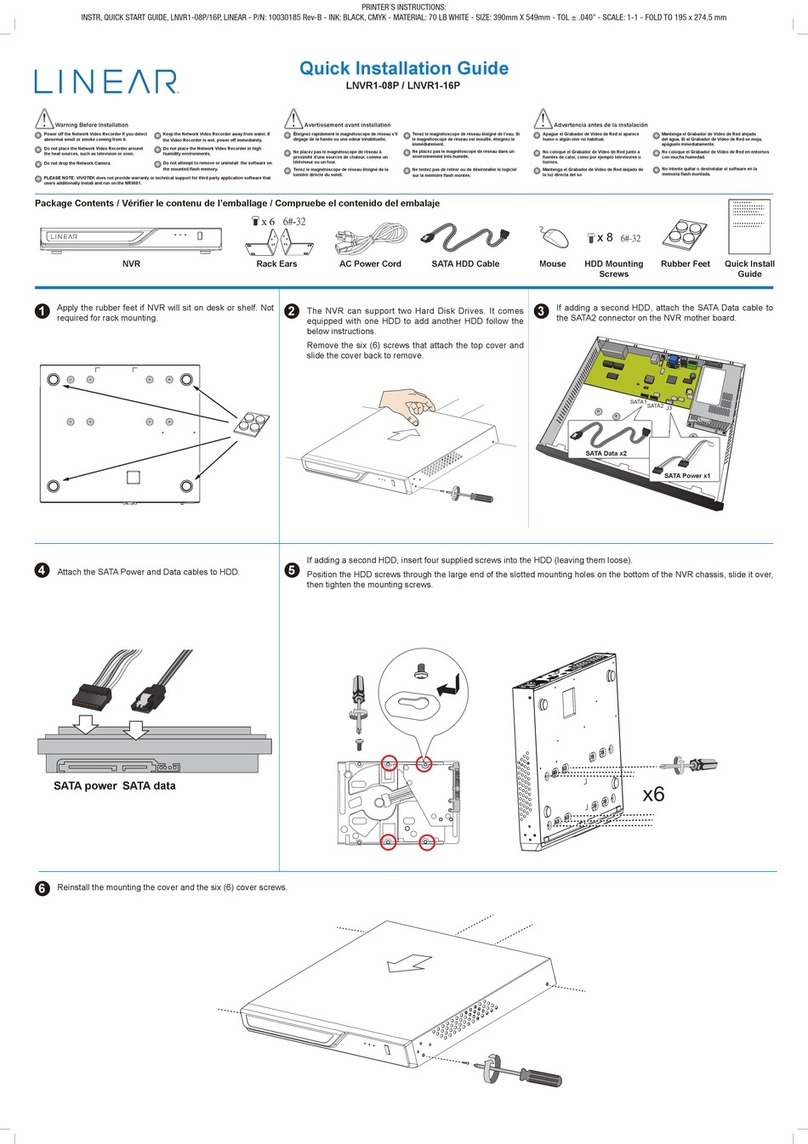 Nortek Control LINEAR LNVR1-08P Quick installation guide