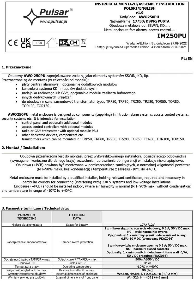 Pulsar 17/50/DSPR/PUSTA User manual Pulsar 17/50/DSPR/PUSTA User manual