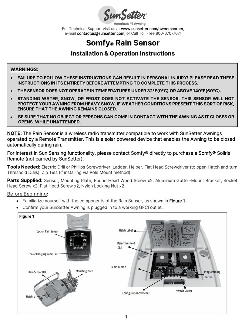 SunSetter Somfy User manual