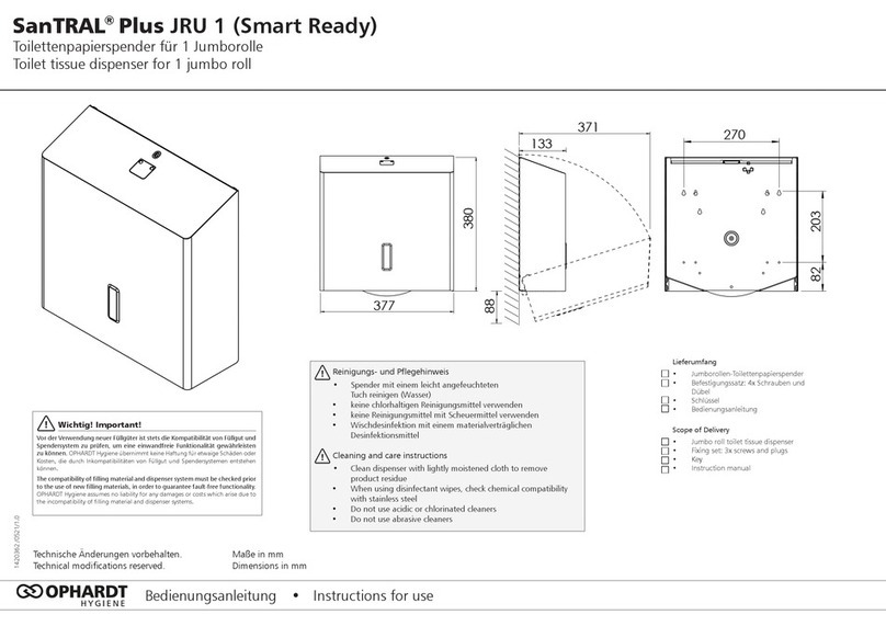 OPHARDT HYGIENE SanTRAL Plus JRU 1 quick start guide
